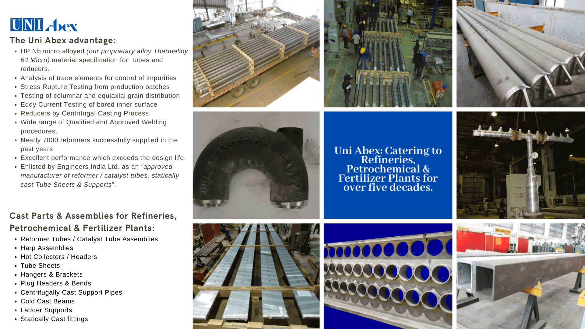  Uniabex Top Alloy Steel Casting Manufacturer - Alloy Steel Castings and assemblies to Petroleum Refineries & Fertilizer Plants 